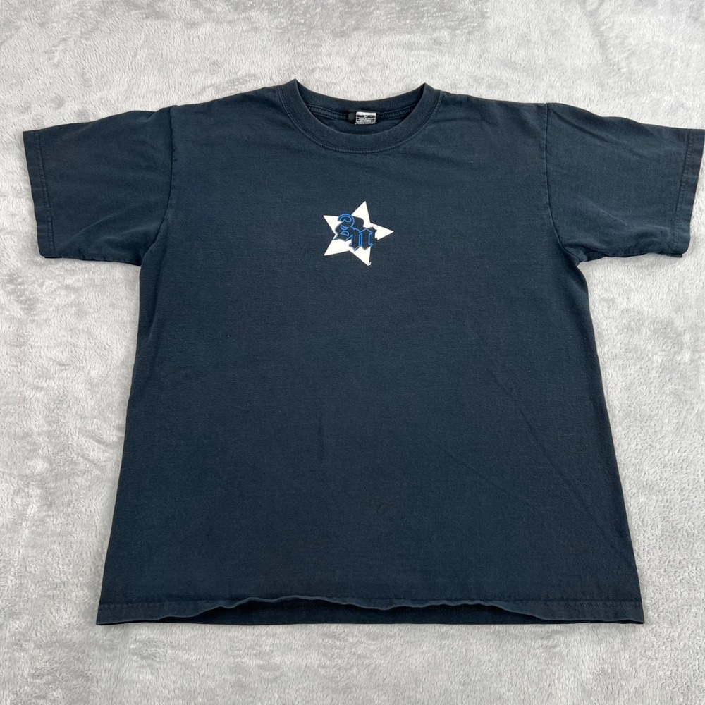 Second Nature Vintage Y2K Star Graphic T-Shirt M Black Men Skate Surf Streetwear